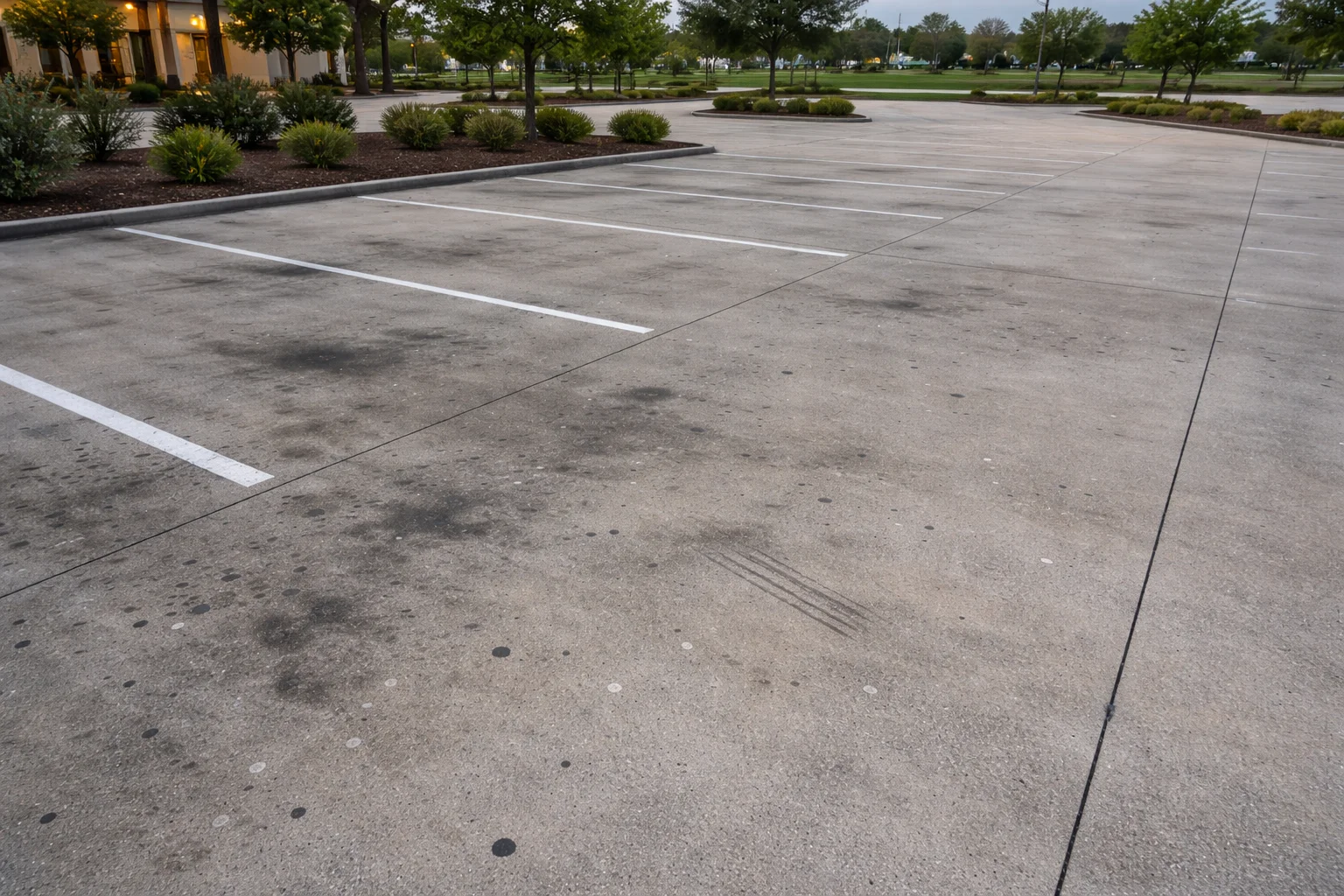 Stained parking lot with oil spots Bridgeland TX
