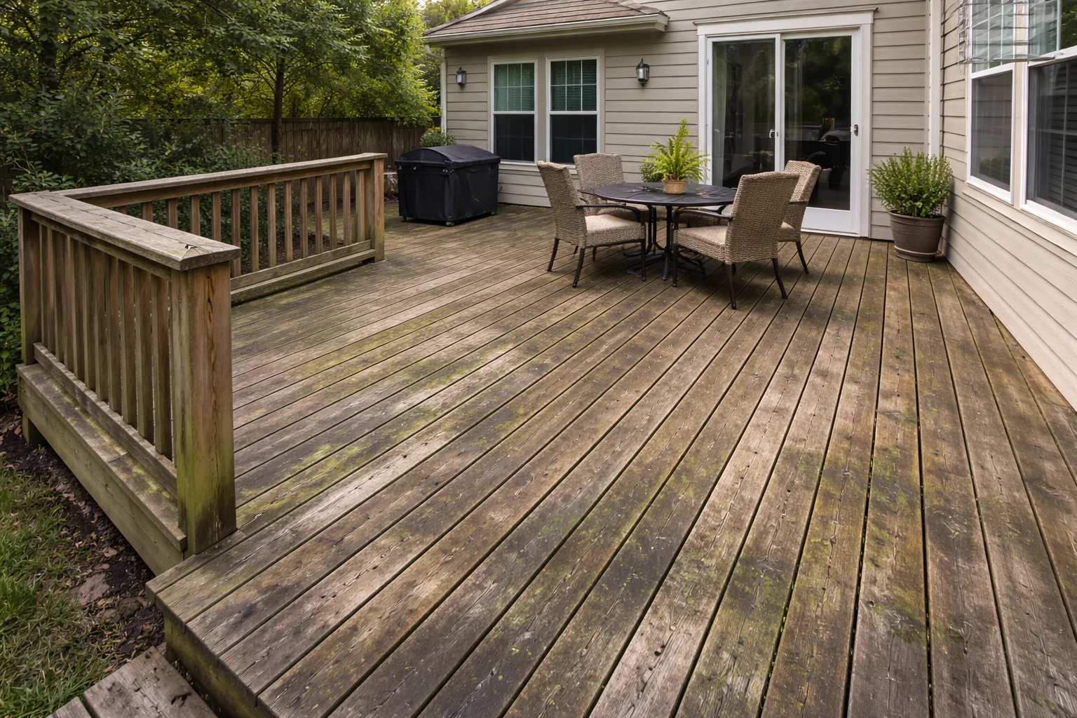 Wood deck with mold and weathering Bridgeland TX