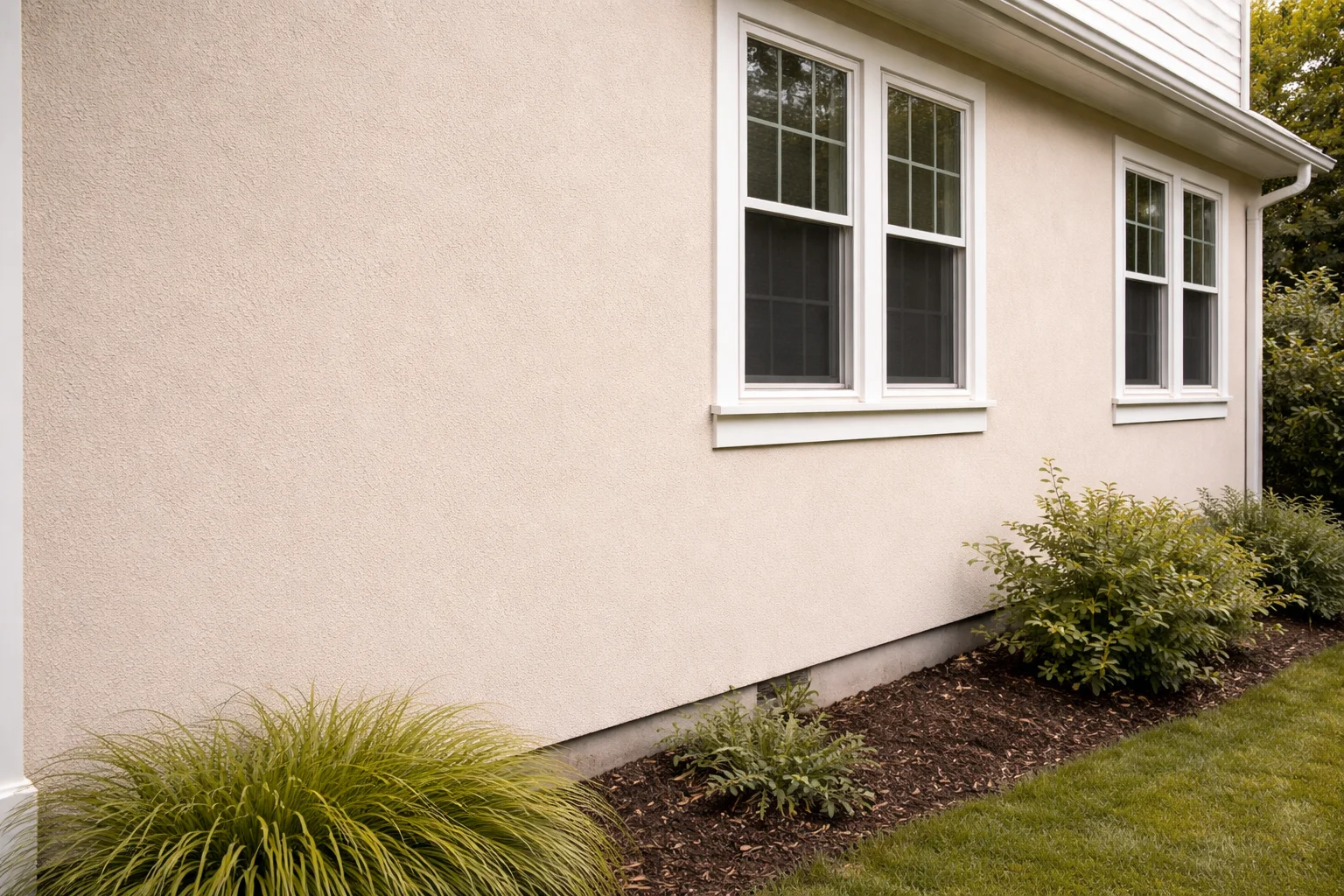 Clean stucco wall after soft washing Cypress TX