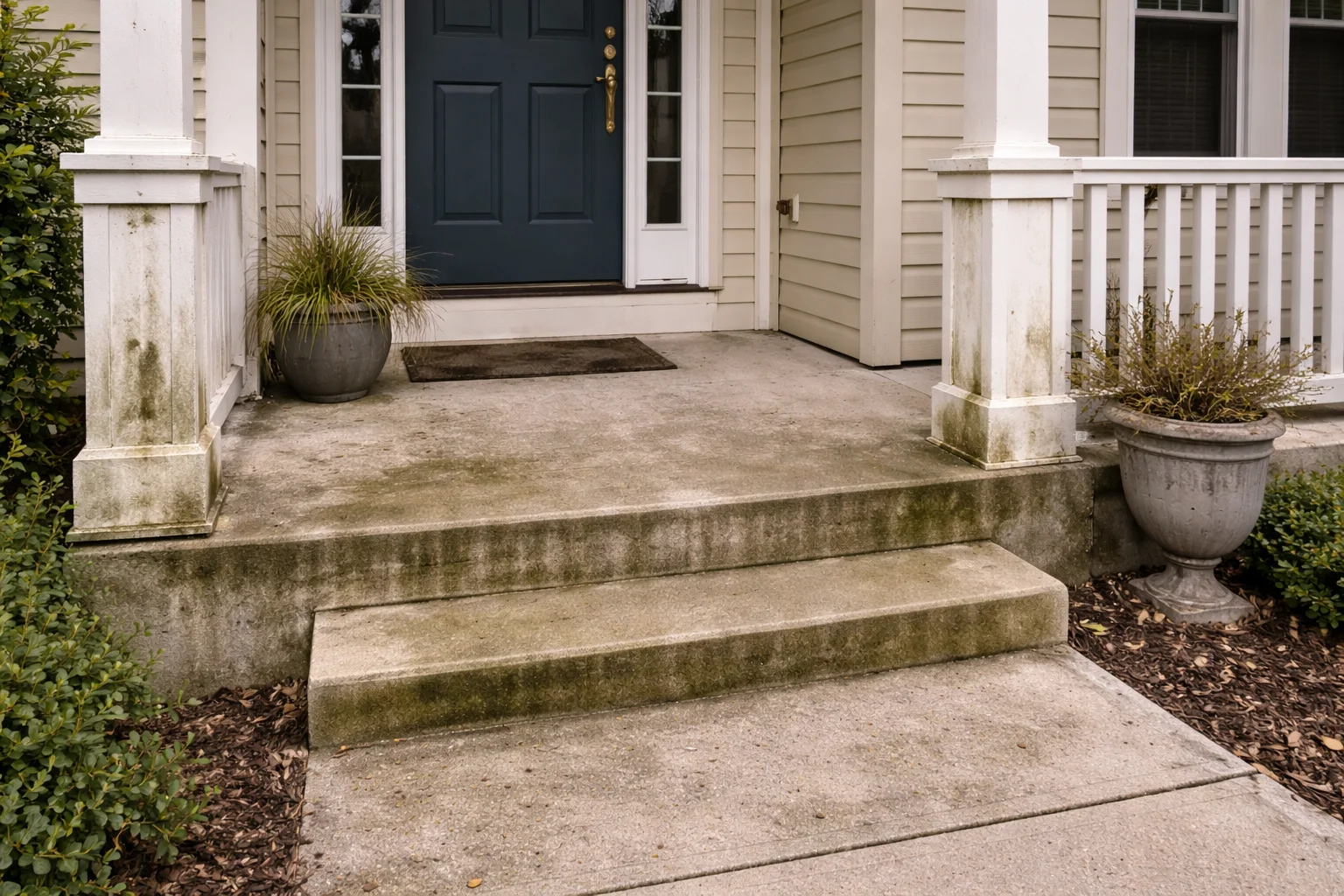 Dirty front steps with algae buildup Stone Gate TX