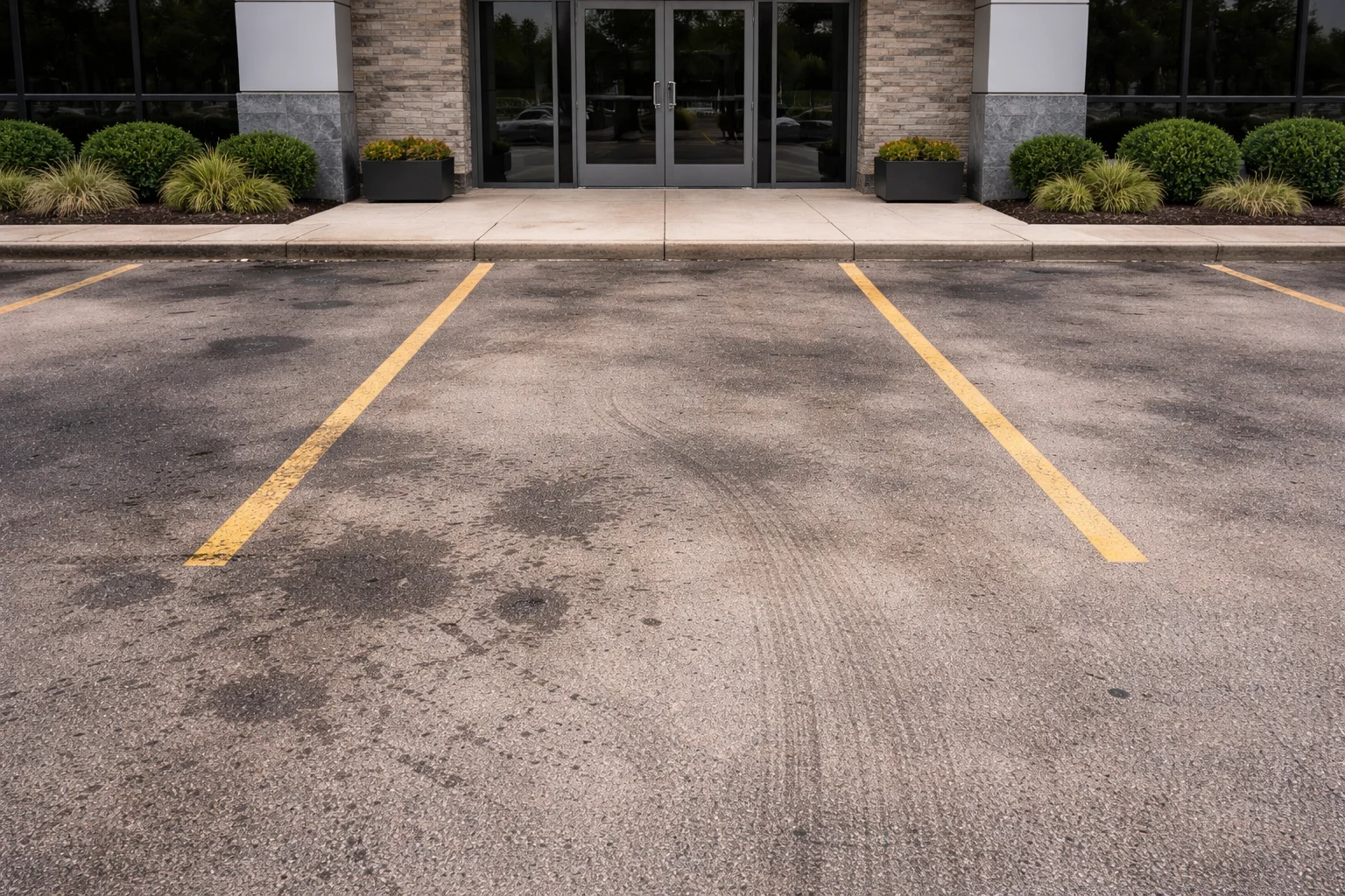 Dirty parking lot with stains Lakewood Forest TX