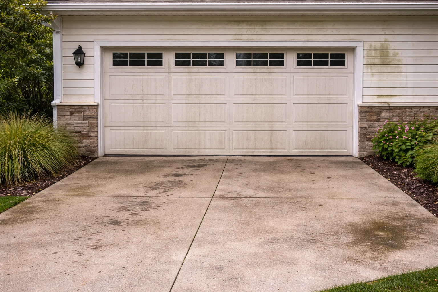 Dirty garage and driveway exterior Stone Gate TX