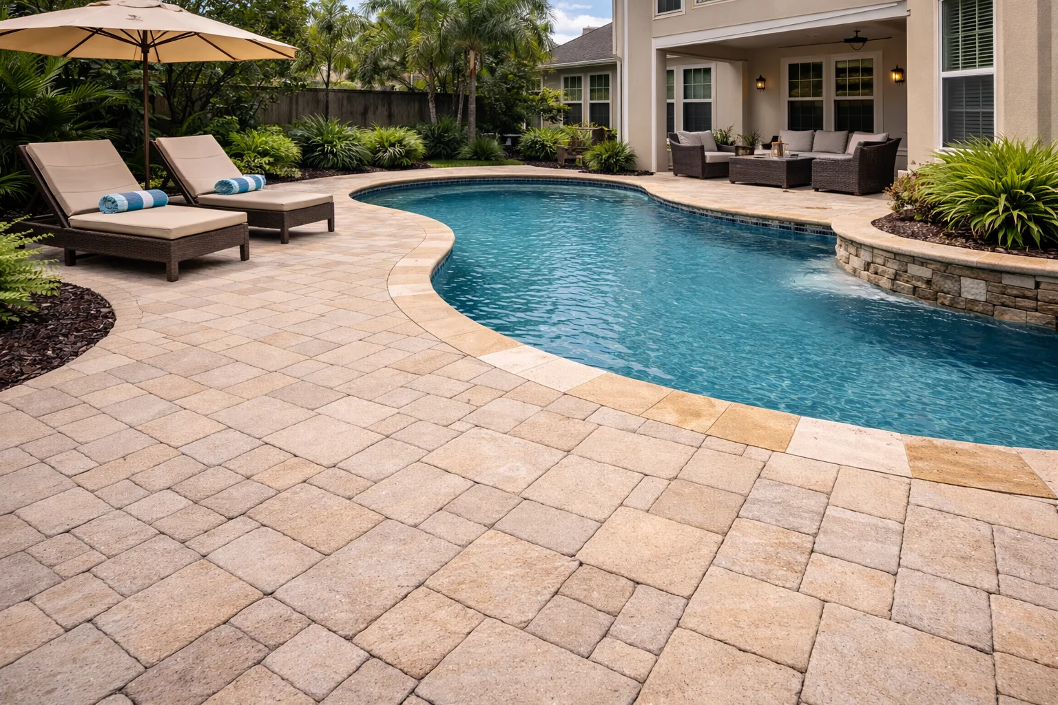 Clean pool deck after pressure washing Cypress Creek TX