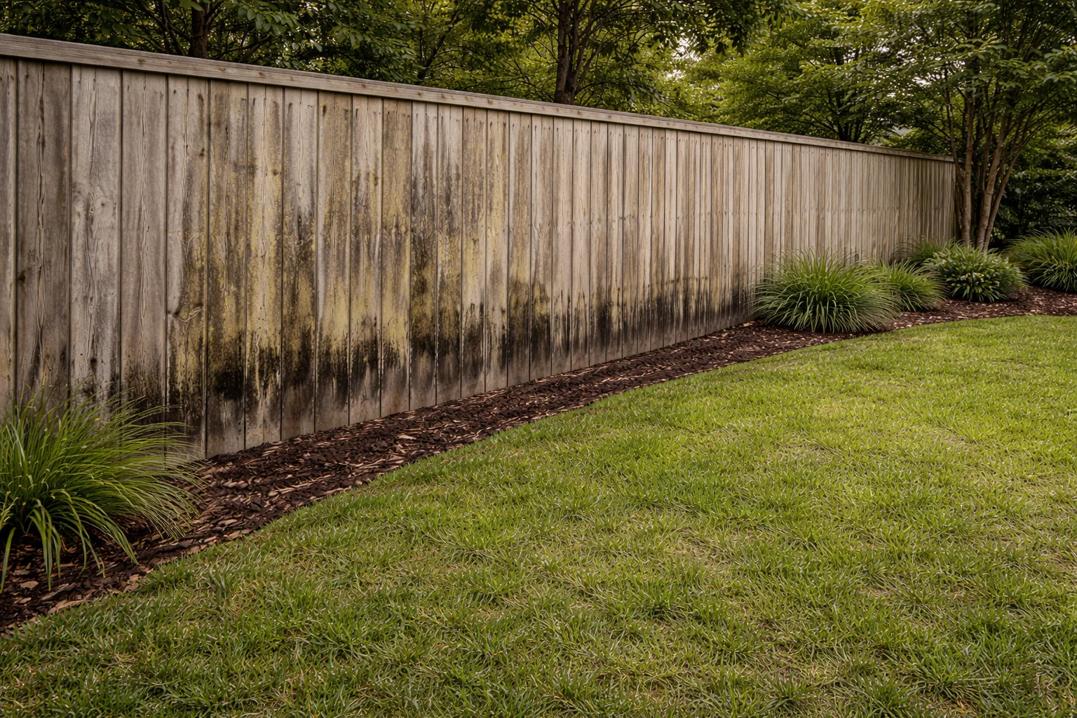 Moldy wood fence with algae Lakewood Forest TX
