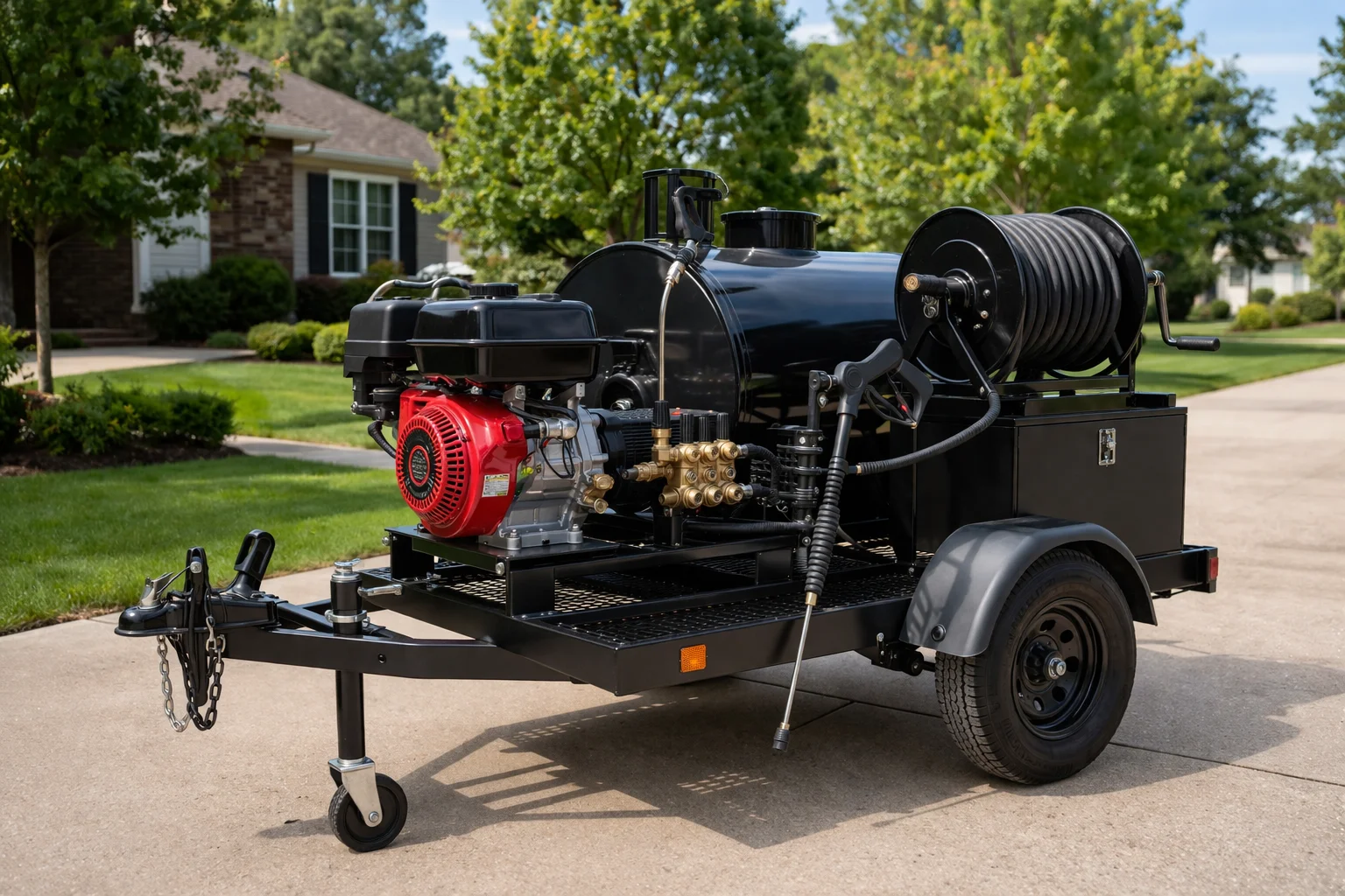 4000 PSI commercial pressure washing system used for driveway cleaning in Cypress TX
