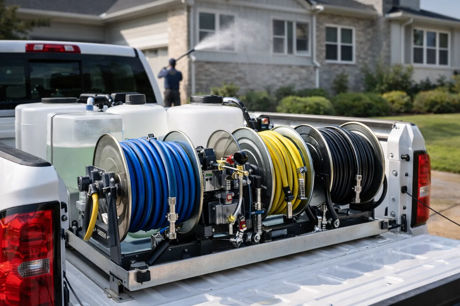 Soft wash system for residential pressure washing Cypress TX
