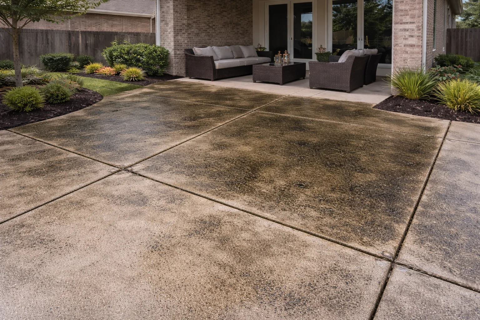 Algae covered patio Patio & Deck Cleaning Cypress TX