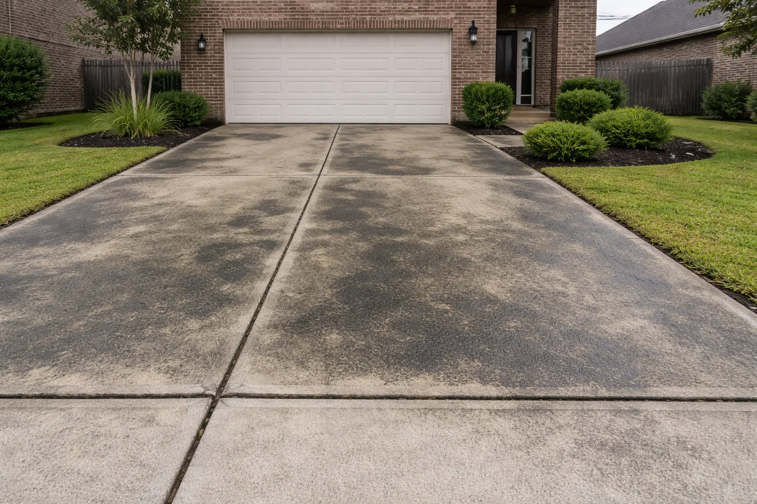 Algae covered driveway Driveway Cleaning Cypress TX