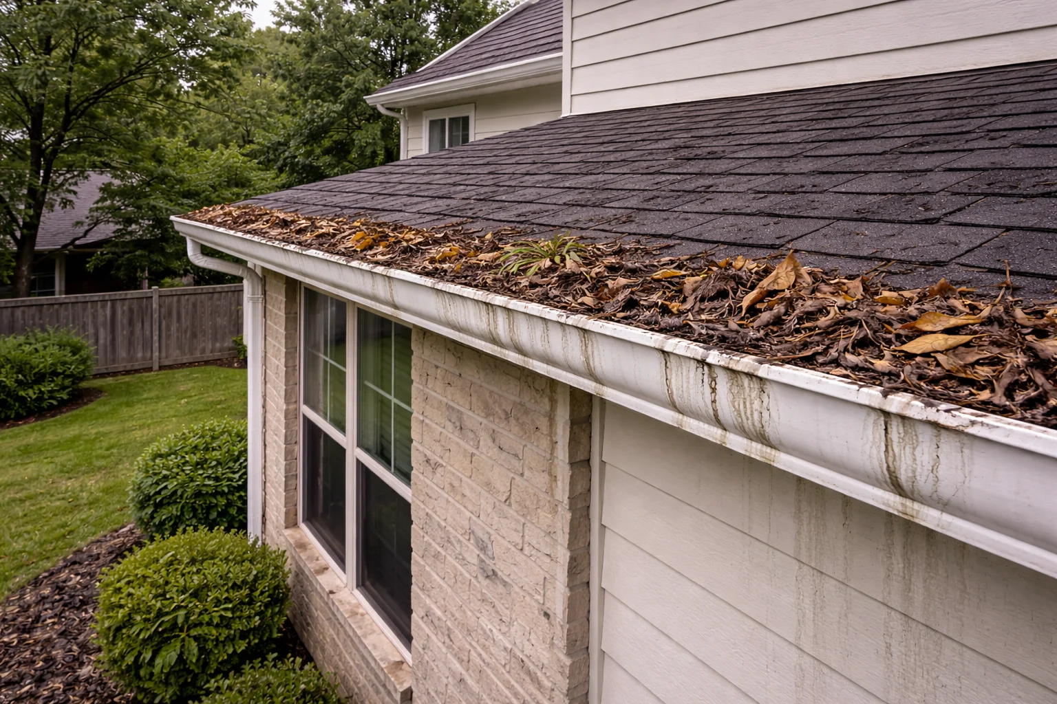 Two-Story Gutter Cleaning – Before